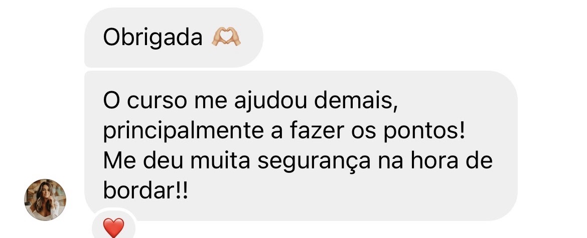 Depoimento real de aluna enviado no WhatsApp