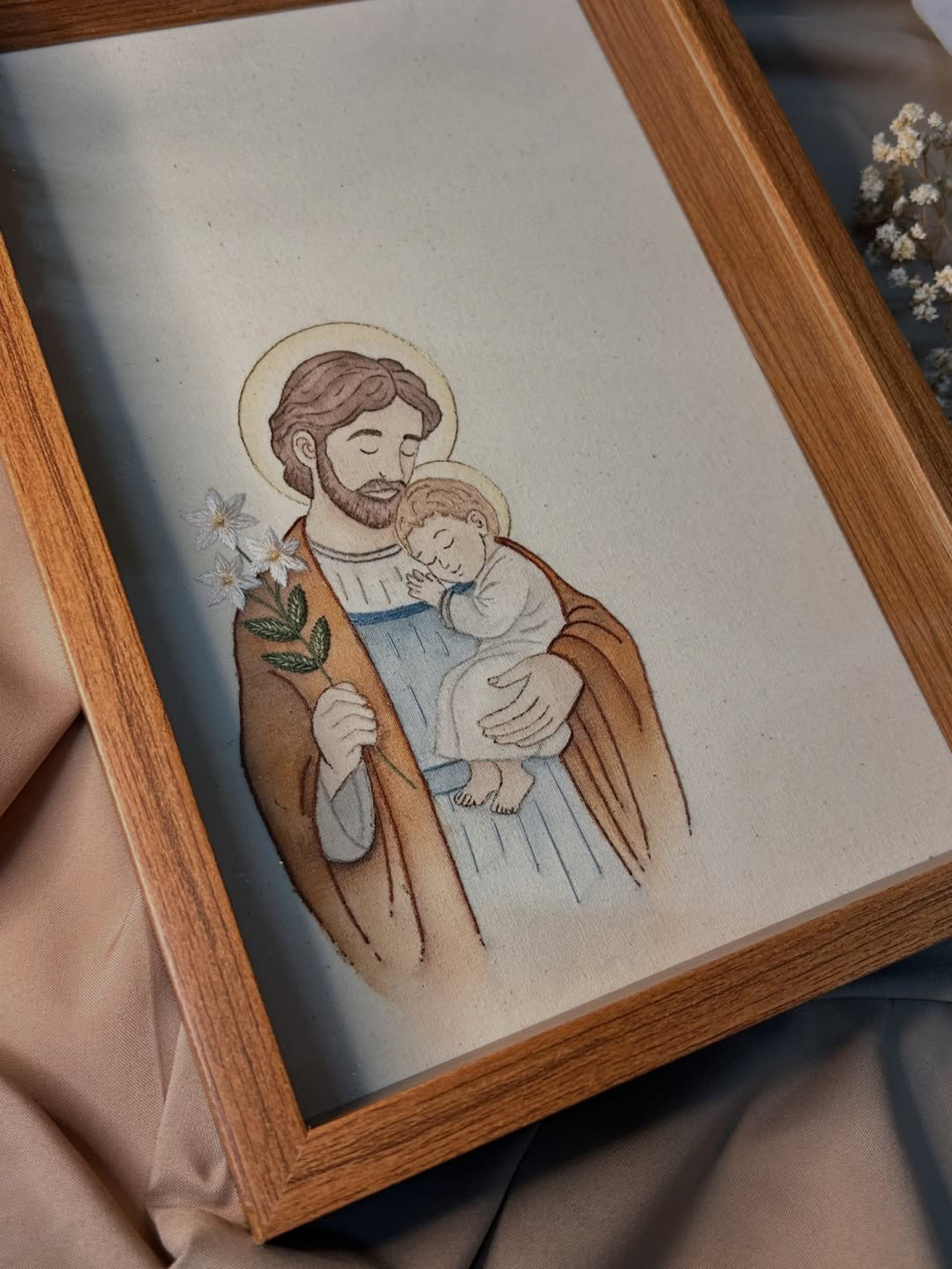 São José com o Menino Jesus bordado